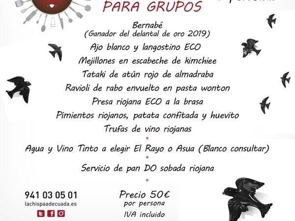 MENÚ PARA GRUPOS