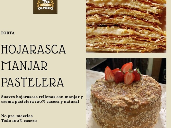 Torta Hojarasca Manjar Pastelera o Puerto Varas (con frambuesa)