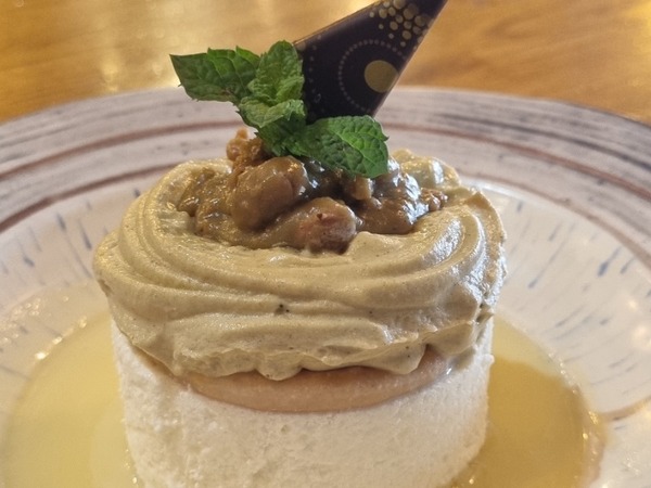 White chocolate and pistachio semifreddo