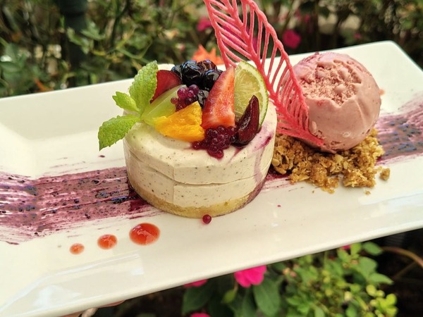Madagascar vanilla cheesecake with berries.